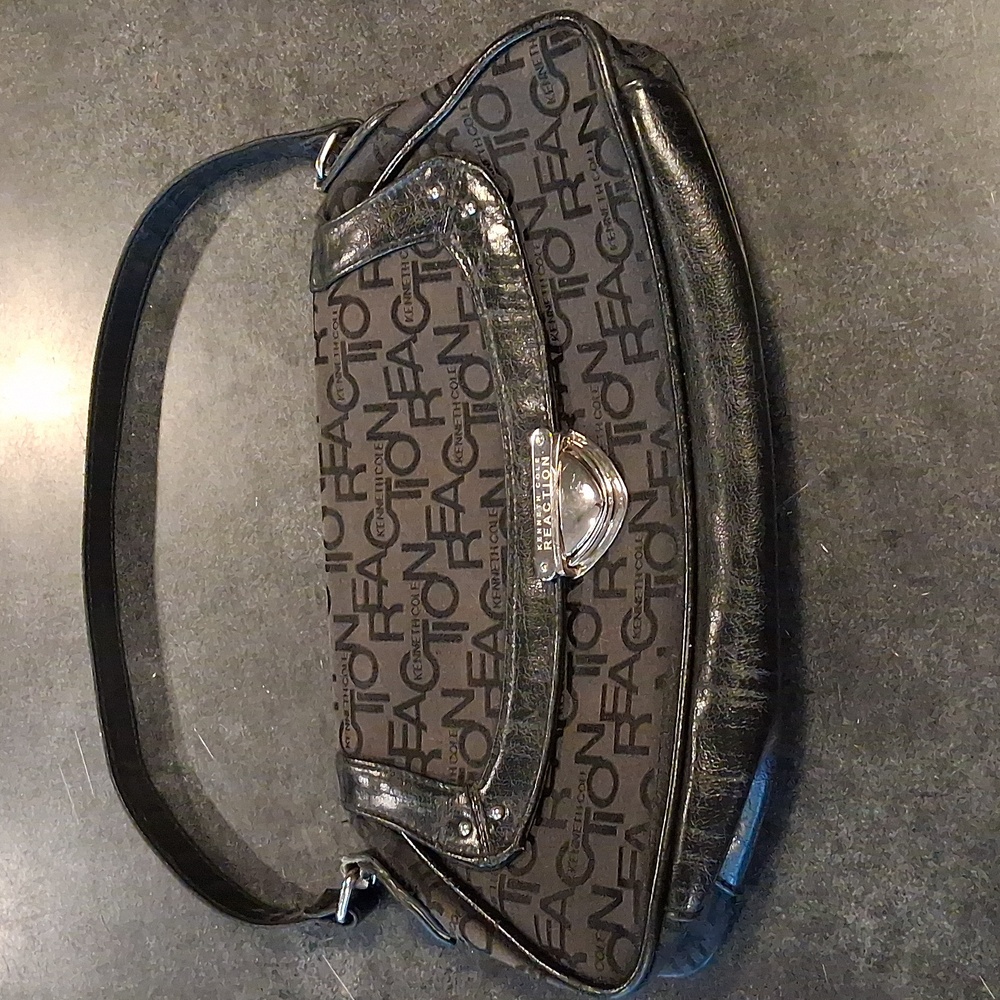 Kenneth Cole Reaction Black and Gray Logo Shoulder Bag